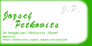 jozsef petkovits business card