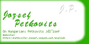 jozsef petkovits business card